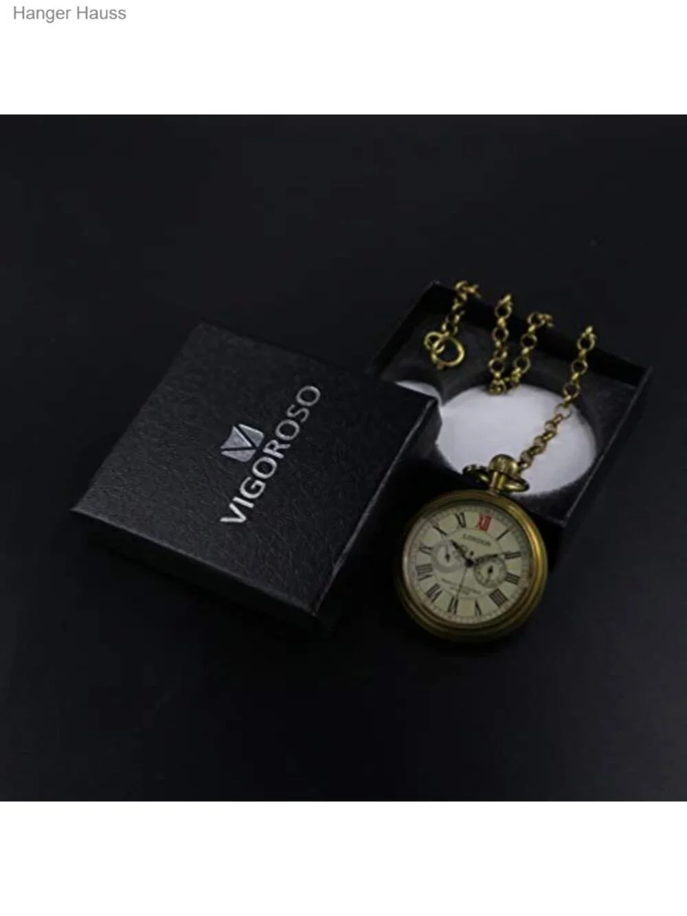 Vintage Mechanical Pocket Watch with Chain - Hand Wind, Roman Numerals, Copper,